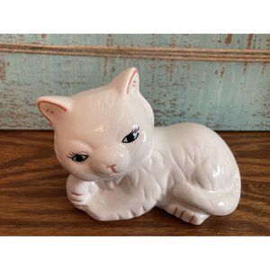 Cardia White Ceramic Lounging Cat Kitten  Figurine